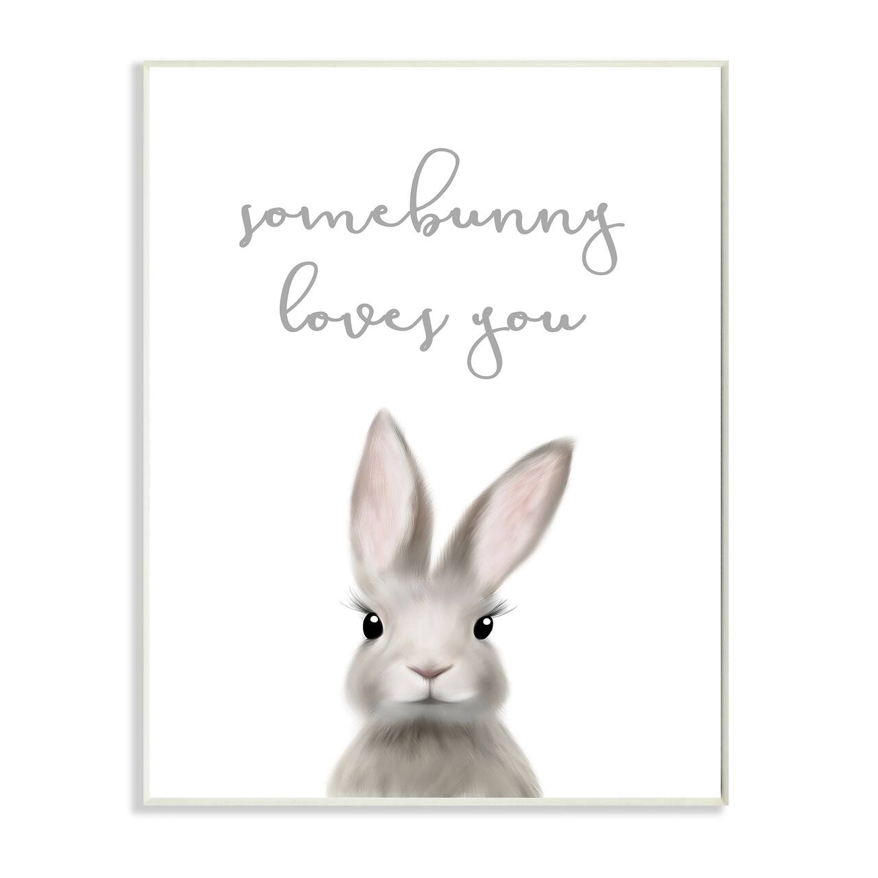 Stupell Industries Somebunny Loves You Quote Grey Rabbit Animal Pun Wall Plaque